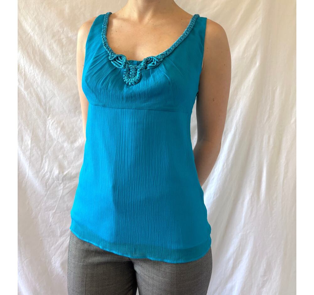 Vintage Silk Turquoise Babydoll Top XS